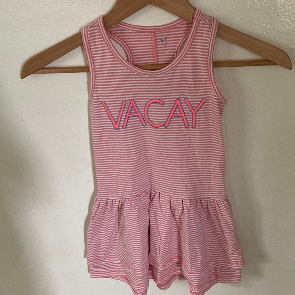 Gap Kids Vacay Knit Tiered Striped Ruffle Dress size XS 4-5
